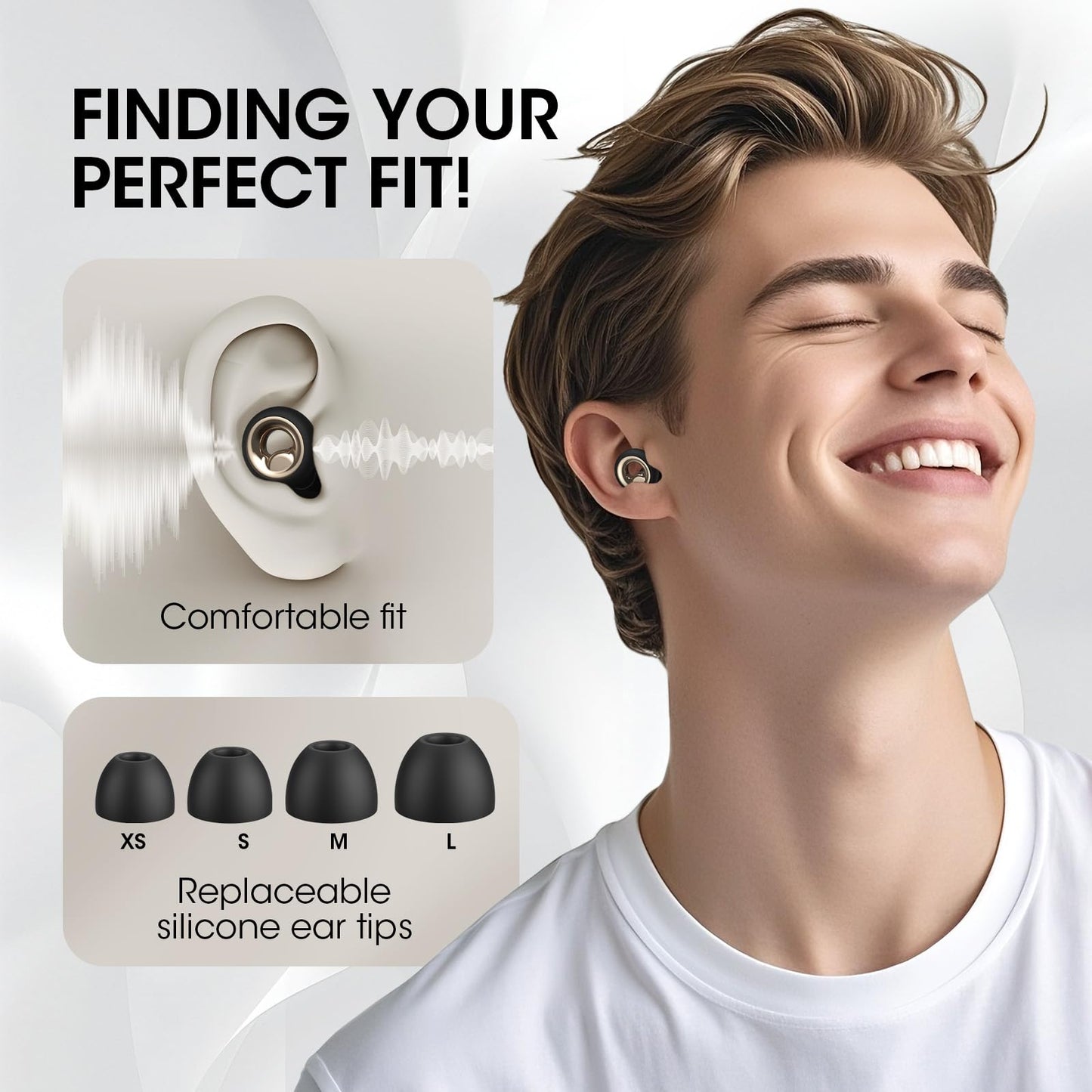 Vosaf Ear Plugs for Sleeping Noise Cancelling, 60dB Silicone Ear Plugs for Noise Reduction, Reusable Sleeping Earplugs for Snoring, Concert & Shooting Ear Protection with 8 Eartips(Charcoal)