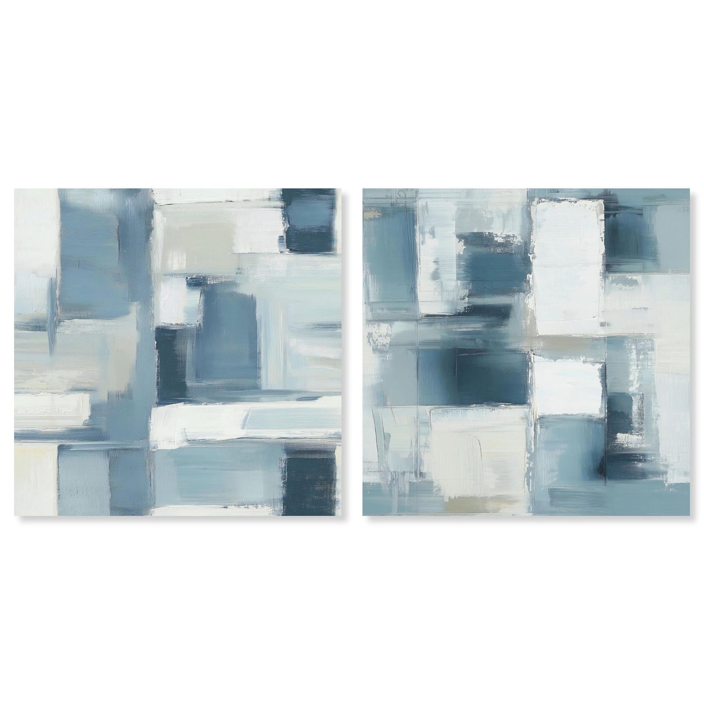 Modern Minimalist Blue Abstract Pair 2 Panel Set Canvas Print Abstract Wall Art by Art Remedy, Gallery Wrapped, 20 x 20