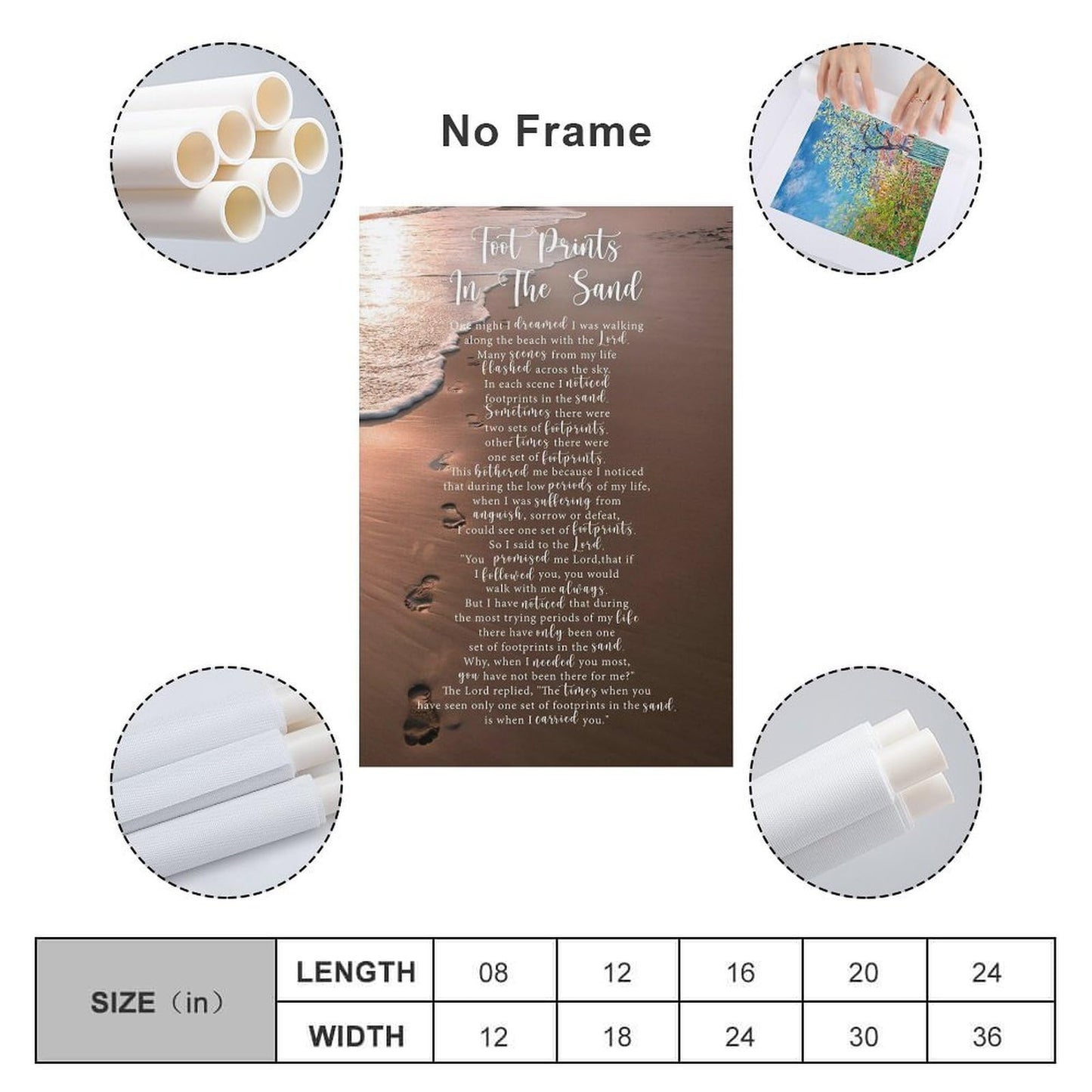 Footprints in The Sand Inspirational Poem Canvas Art Poster And Wall Art Picture Print Modern Family Bedroom Decor Posters UnFramed-3,12x18inch(30x45cm)
