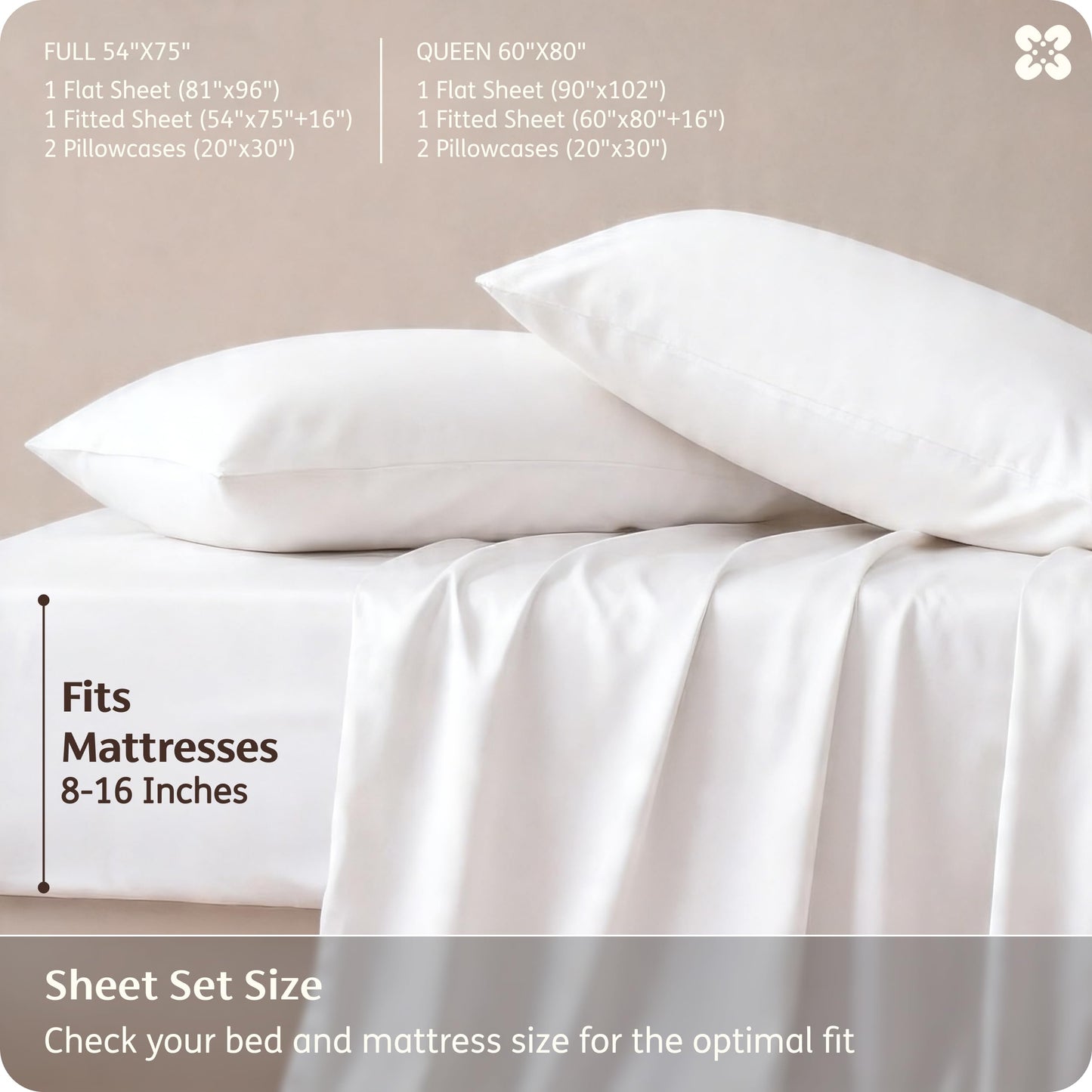 Bedsure Queen Sheet Set, Cooling Sheets for Queen Size Bed Set, Rayon Derived from Bamboo, PureWoven, Breathable & Soft, Deep Pocket Up to 16 Inches, Hotel Luxury Silky Bedding for Hot Sleepers, White