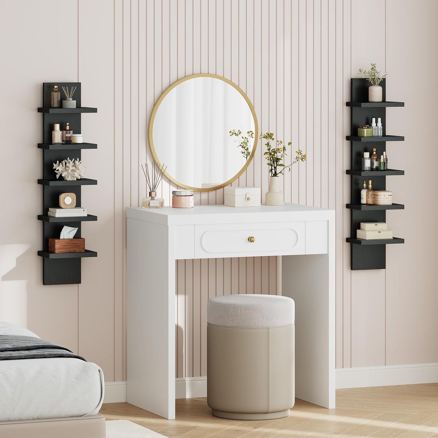 HOOBRO 5 Tier Wall Shelf Unit, 2 Pack Floating Shelves for Wall, Wall Mounted Shelves for Storage, Vertical Display Shelf, Organizer Tall Tower Design for Livingroom Bedroom Kitchen, Black BK18BJP201