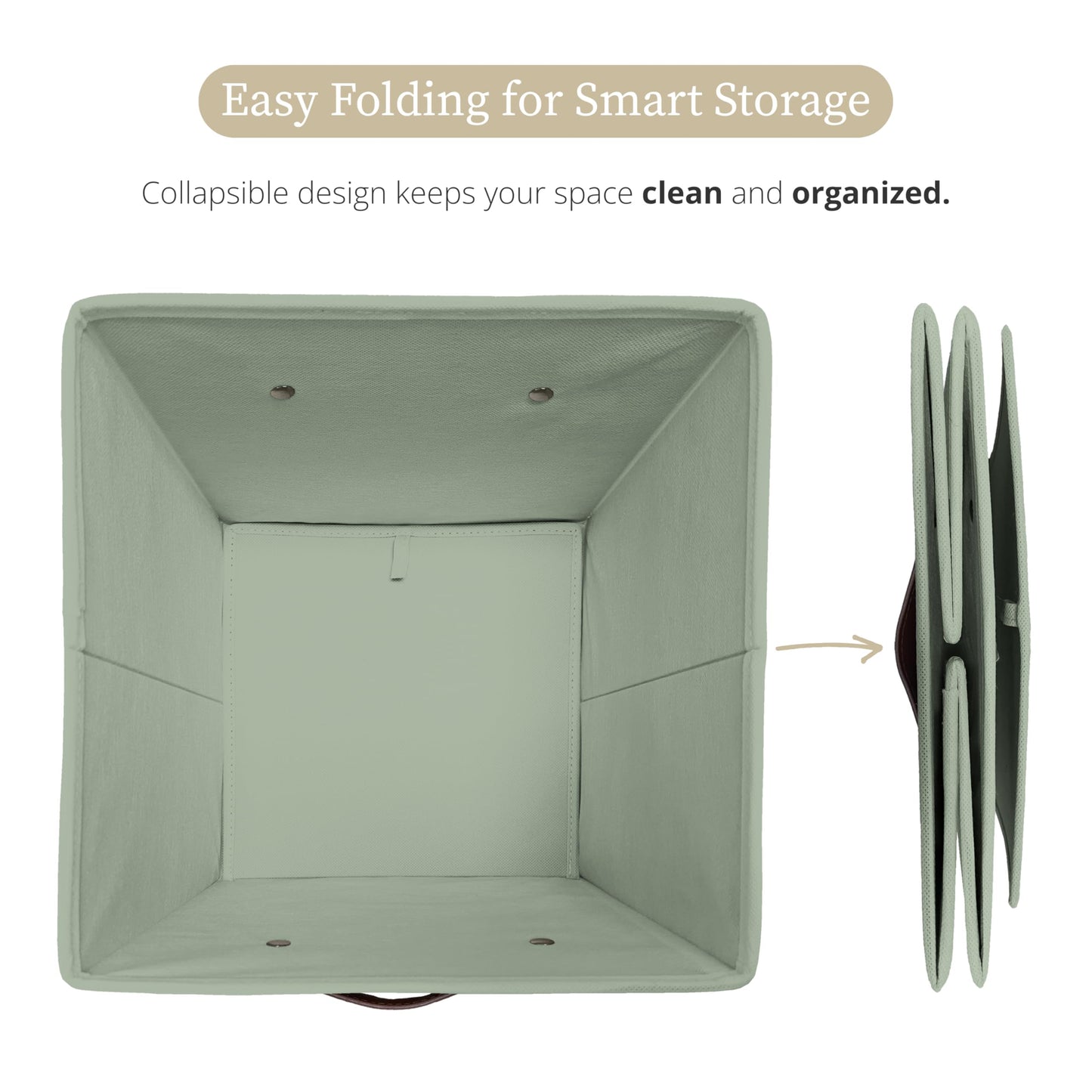 DECOMOMO Storage Bins, Cube Storage Bin with Labels, Fabric Storage Cubes for Shelves (10.5" x 11" / 6pcs, Sage Green)