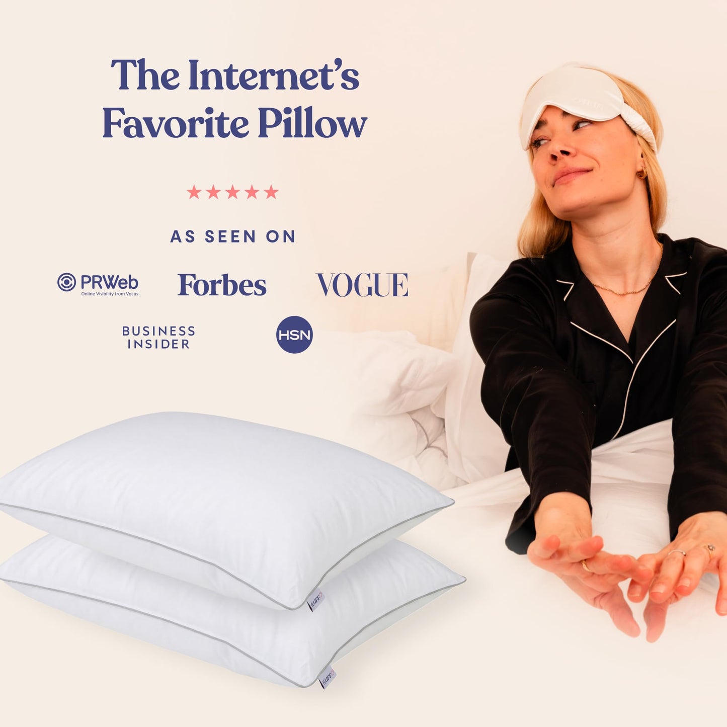 FluffCo Down Alternative Pillows King Size Set of 2 - King Bed Pillows for Sleeping - Made in USA - Cooling Surface and Machine Washable for Side, Back, and Stomach Sleepers