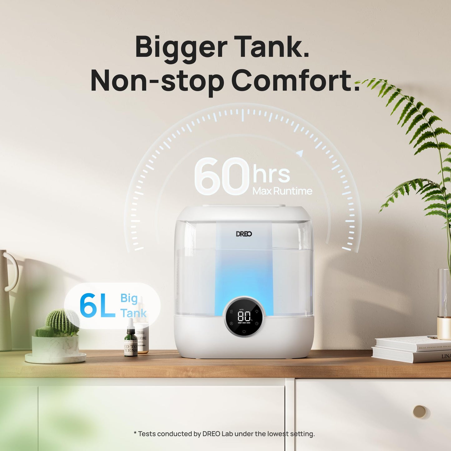 DREO 6L Humidifiers for Bedroom, 60H Runtime, 28 dB Quiet, HM524