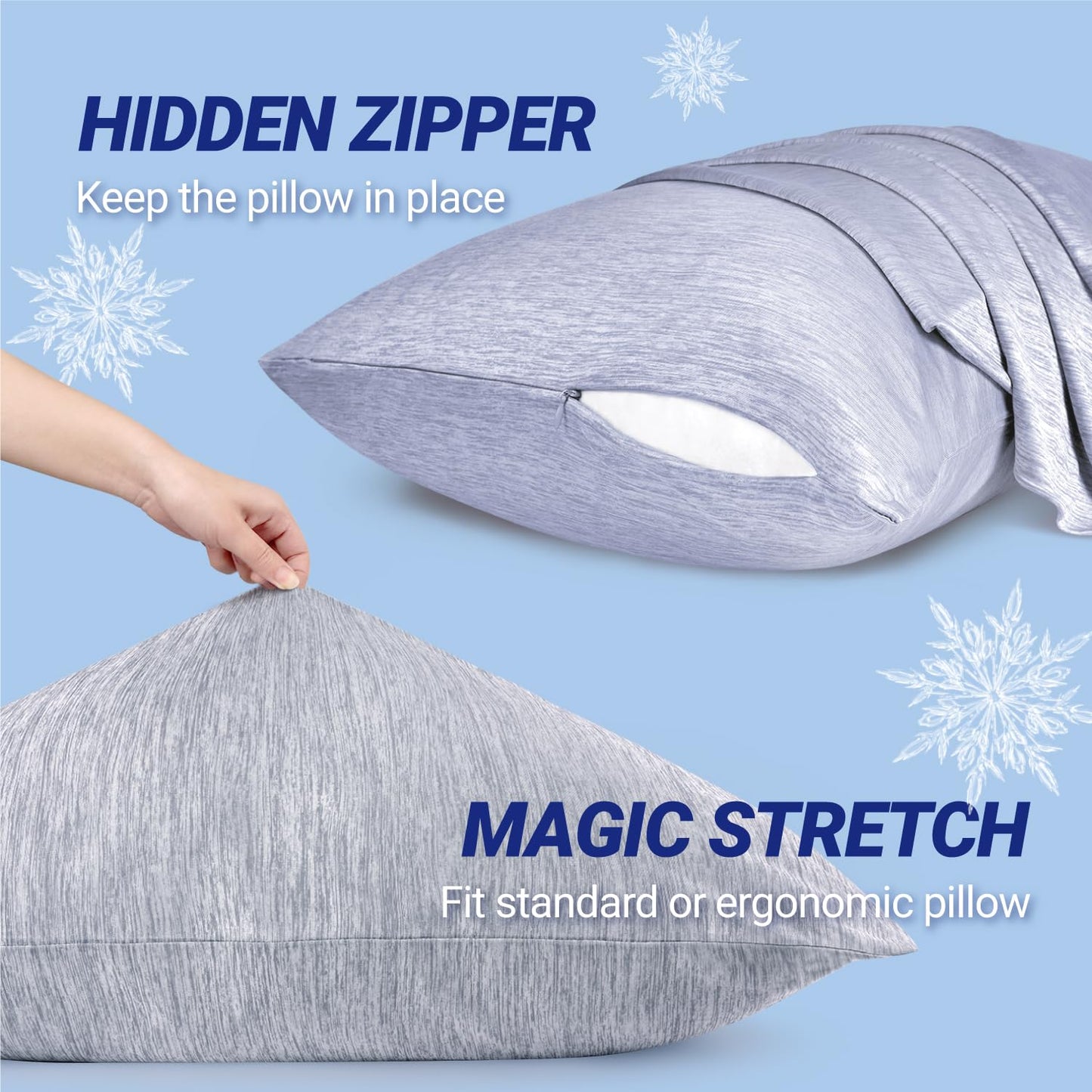 Fittia Body Cooling Pillow Cases for Hot Sleepers, 20x54 Inches, Breathable Body Cooling Pillow Covers with Hidden Zipper, Both Sides Q-Max>0.45, Ideal for Night Sweats, Grey