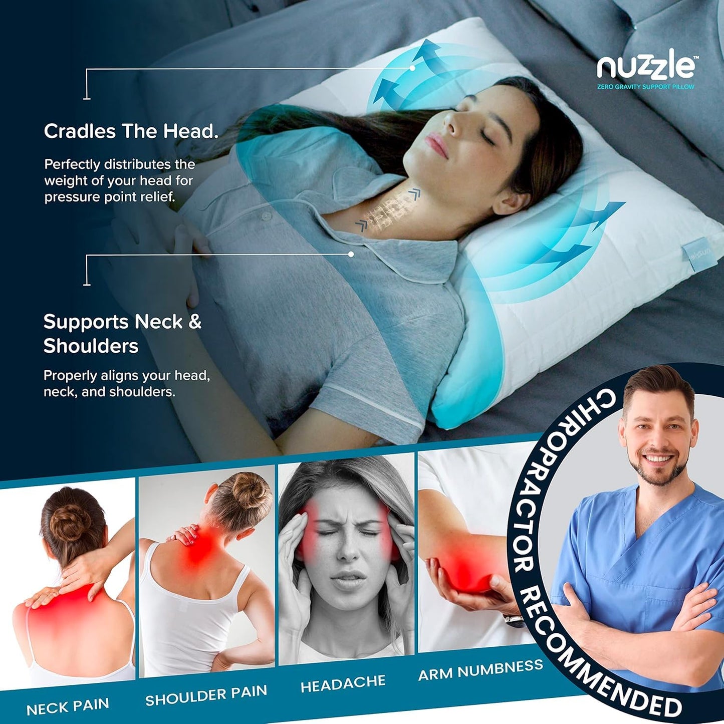 Nuzzle Cooling Adjustable Pillow for Side Sleepers,Standard Size Bed Pillow 4 Pack – Hotel Luxury Neck Support, Height Adjust Soft Sleeping Pillow for Back, Stomach or Side Sleepers-Home Gift