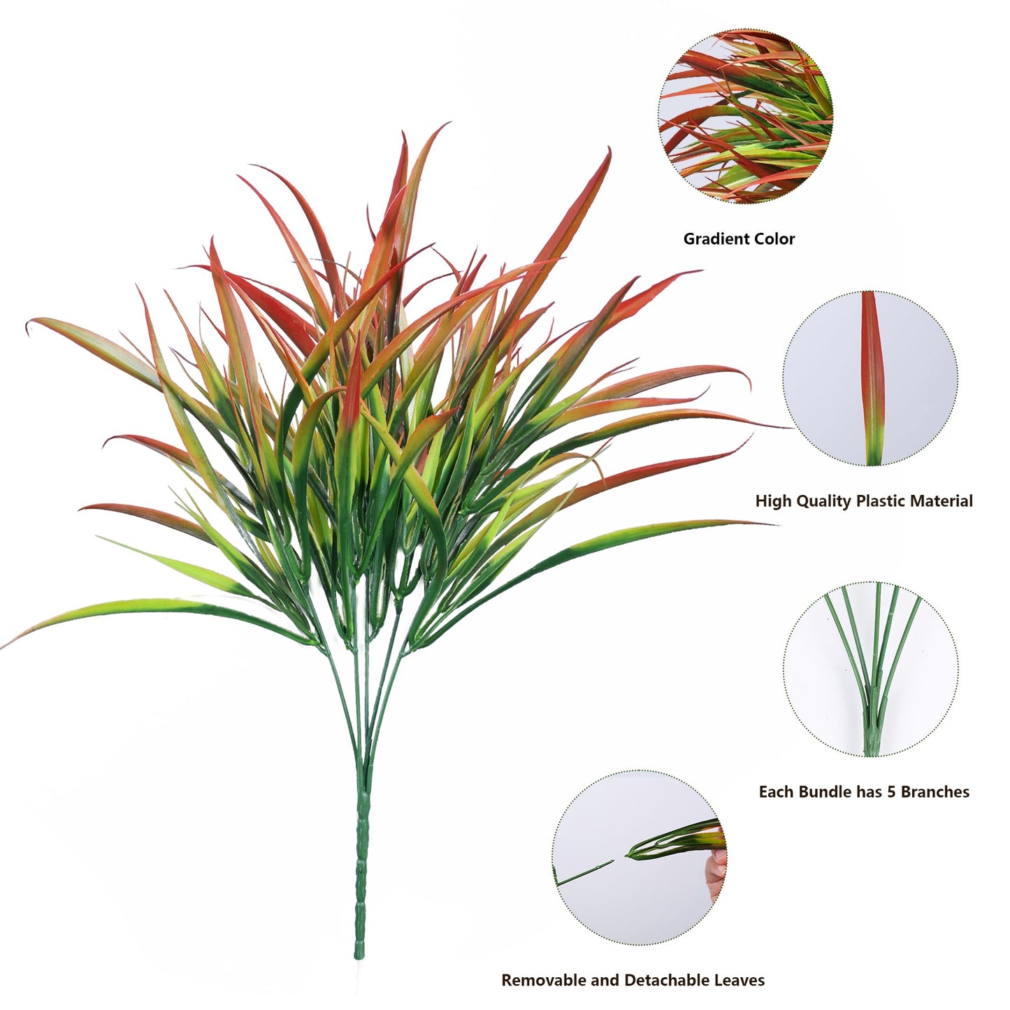 Ivydale 12Pcs Fake Plants Outdoor Artificial Plastic Grass Spring Decoration UV Resistant Faux Greenery Stems Bushes Outside Fake Plants for Planters Patio Porch Window Box Pathway Garden Home Decor