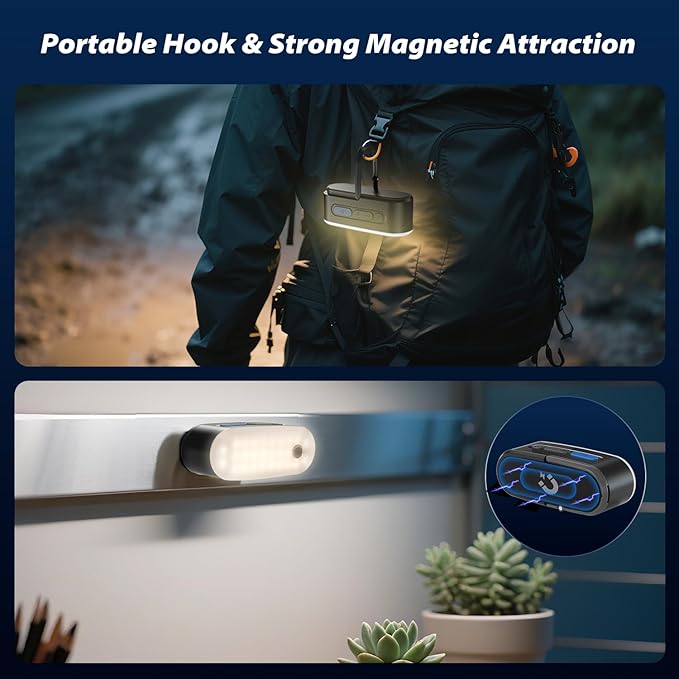 Motion Sensor Camping Lights,Rechargeable Camping Lantern, Portable Hanging Tent Lights,IPX5 Waterproof Emergency Light for Outdoor,SOS Mode Hurricane Power Outages,Magnet Work Light,2 Pack