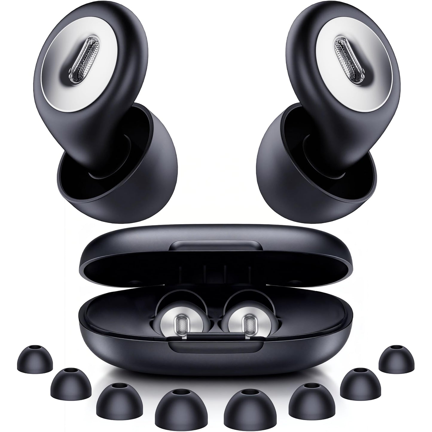 2026 Pro Ear Plugs for Sleeping, 46dB ASTM Certified Noise Cancelling Ear Plugs for Side Sleepers, 360° Pressure-Balanced, Snore & Noise Blocking with 6 Ear Tips, All-Day Comfortable Fit, Black