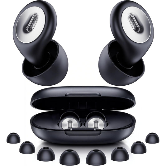 2026 Pro Ear Plugs for Sleeping, 46dB ASTM Certified Noise Cancelling Ear Plugs for Side Sleepers, 360° Pressure-Balanced, Snore & Noise Blocking with 6 Ear Tips, All-Day Comfortable Fit, Black