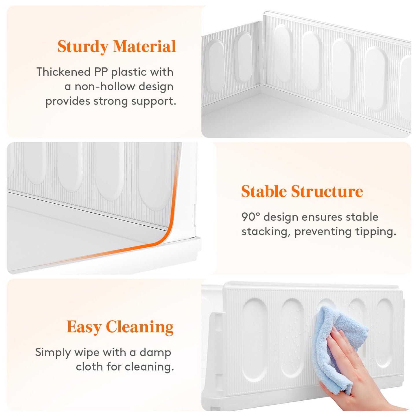 Lifewit 6 Pack Stackable Closet Organizers and Storage Basket for Clothes, Plastic Sweater Storage Bins for Wardrobe, Multifunctional Pants Organizer for RV, Pantry, Kitchen, Dorm, 16.5" Depth