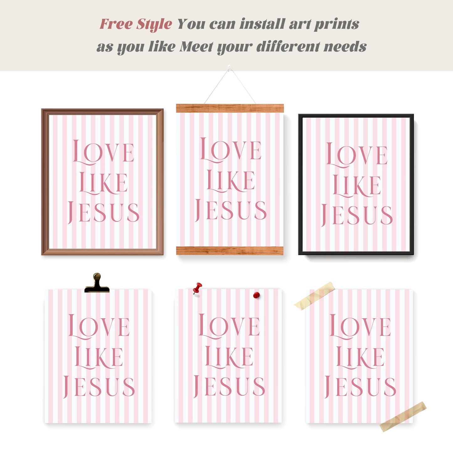 LARTSFRO Coquette Pink Bow Jesus Wall Art Decor Posters, Light Pink Bow Christian Room Bedroom Bathroom Dorm Wall Art Decor Aesthetic for College Teen Girls Gifts, Inspirational Bible Verses Bow Wall Decor, 10x8 Inch Set of 4 Bow Pictures (UNFRAMED)
