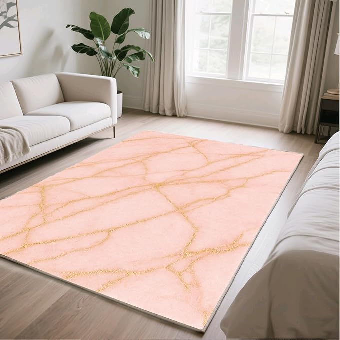 Abstract Marble Rugs - 7x10 Area Rug, Modern Art Area Rugs, Luxury Marble Living Room Rug, Washable & Non Slip Large Rug Home Decor