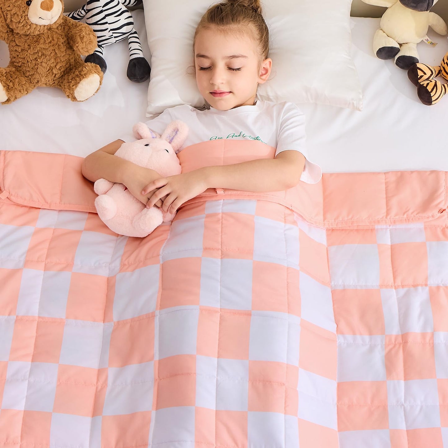 yescool Pink Checkered Weighted Blanket 5 Pounds Plaid Weighted Throw Blanket, Heavy Blanket for Sleeping, Tartan Bed Throw Blanket Gifts for 40-60lbs, 36"x48"