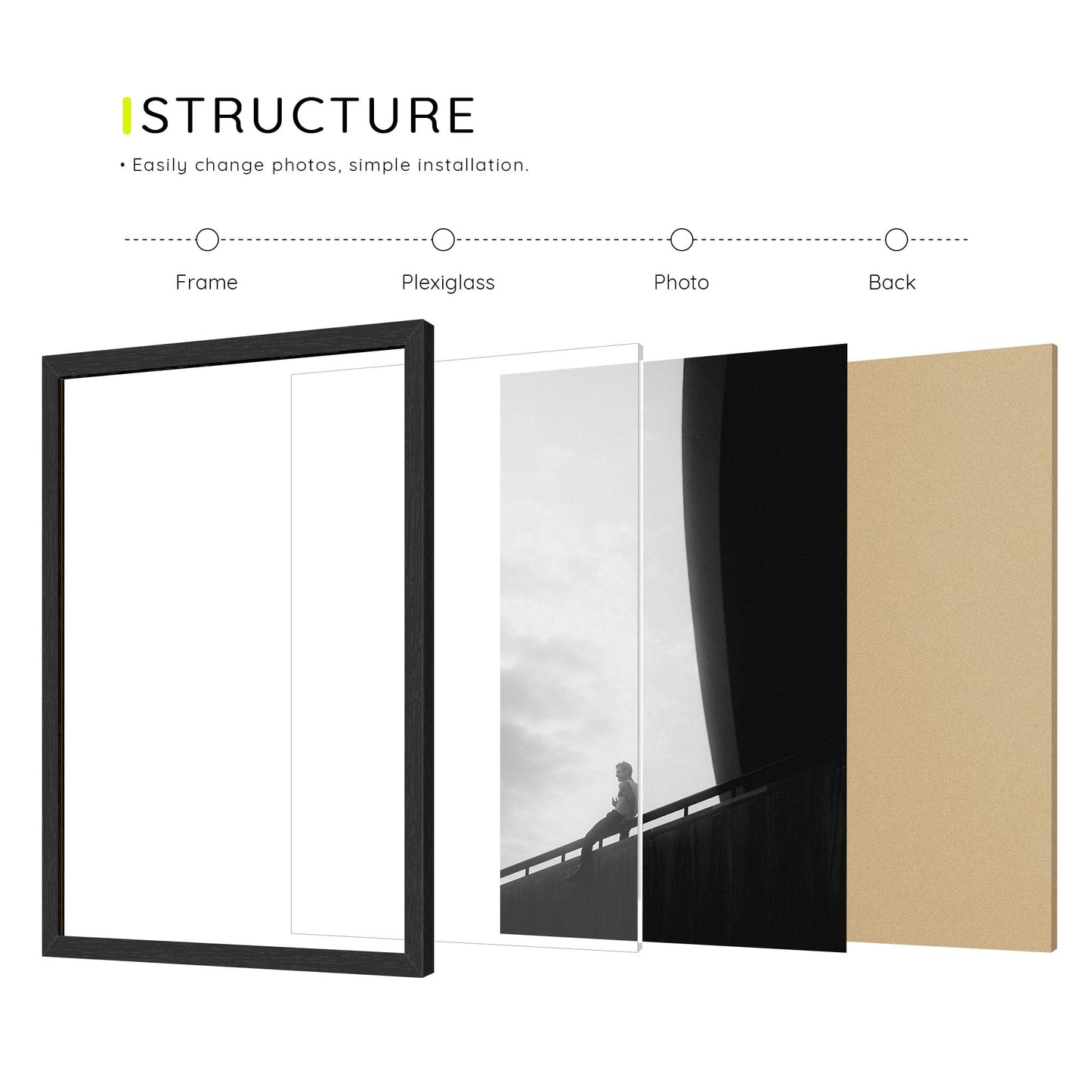Picrit 8x10 Picture Frame Set of 12, Classic Modern Textured Black Collage Gallery Wall Set without Mat, Horizontal or Vertical Wall Mount and Tabletop Display for Home Decor
