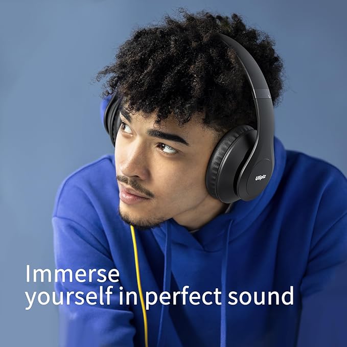 Uliptz Wireless Bluetooth Headphones, 65H Playtime, 6 EQ Sound Modes, HiFi Stereo Over Ear Headphones with Microphone, Foldable Lightweight Bluetooth 5.3 Headphone for Travel/Office/Cellphone/PC