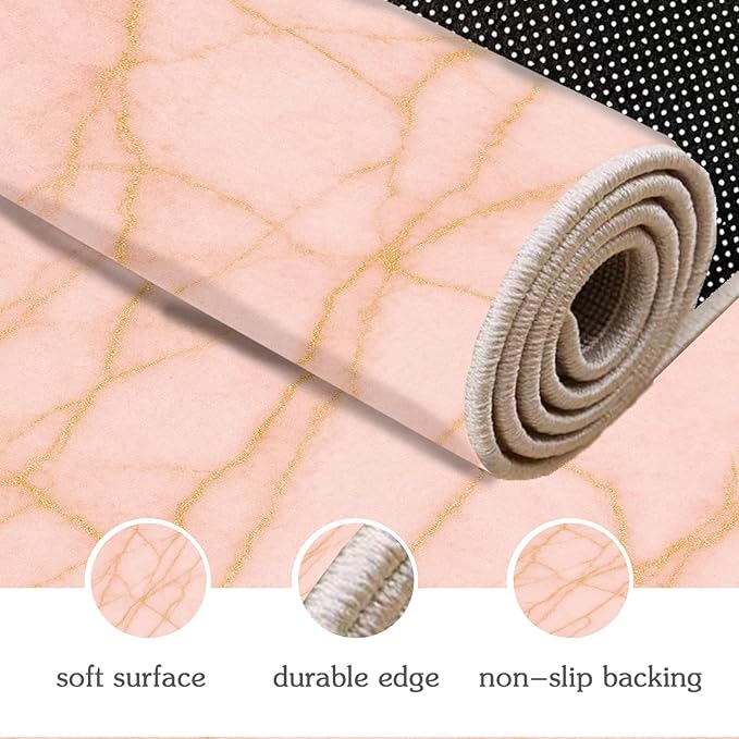 Abstract Marble Rug - 5x7 Area Rugs, Modern Art Rug, Luxury Marble Bedroom Rugs, Washable & Non Slip Carpet Home Decor