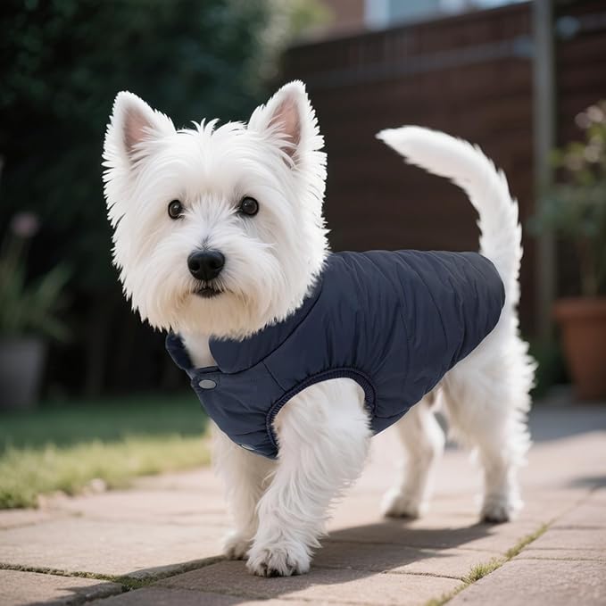 ASENKU Dog Winter Coat - Waterproof Windproof Dog Jacket, Warm Snowproof Doggie Puffer Vest for Cold Weather, Lightweight Snow Coats for Small Medium Large Dogs (XS, Blue)