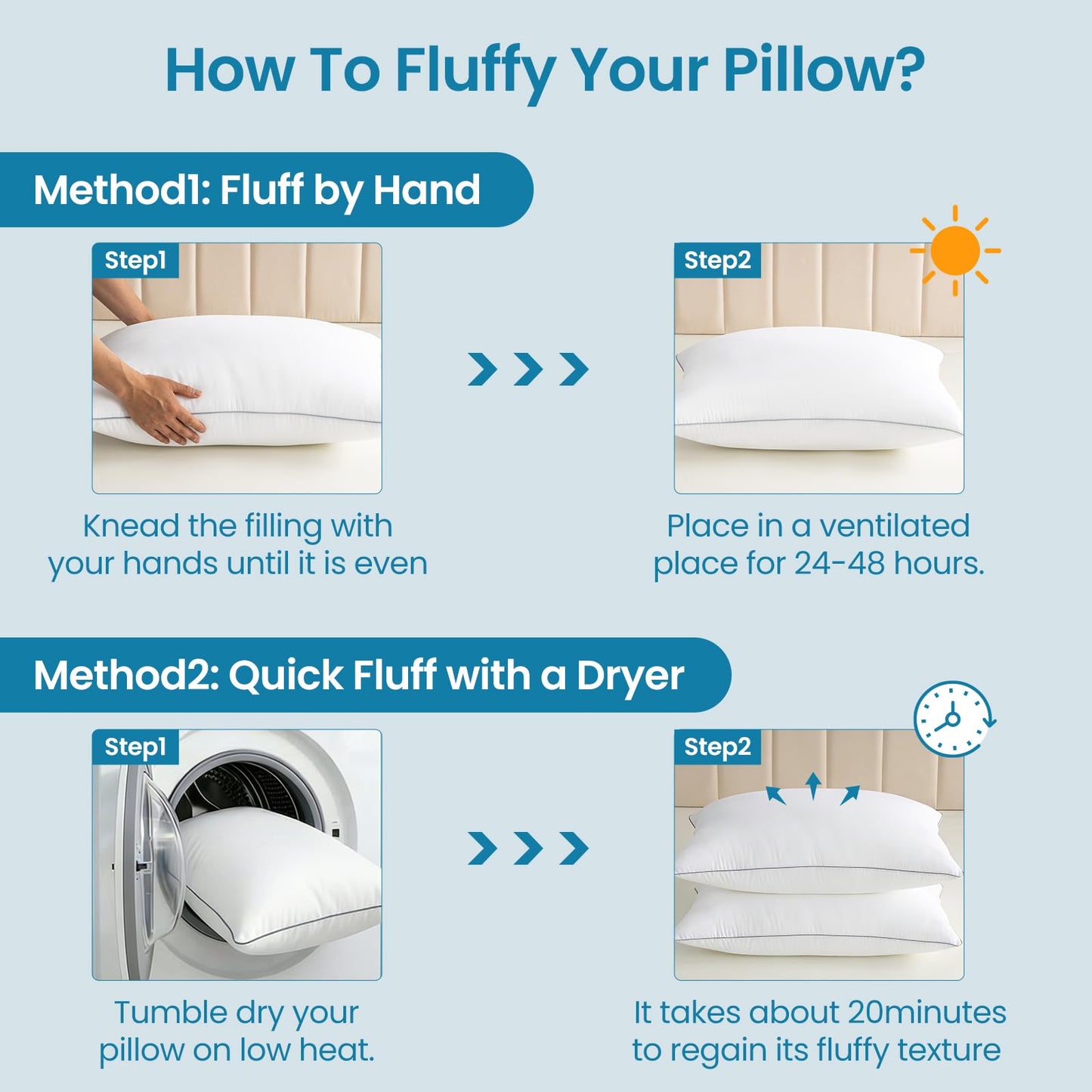 FP FLEXPEDIC Pillows Queen Size Set of 2 - Firm Adjustable Bed Pillows for Bed, Fluffy and Supportive, Hotel Quality, Adjustable Original Down Alternative Filling for Side, Back Sleepers