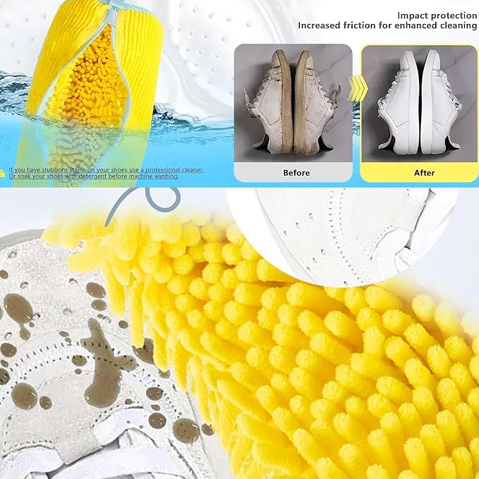 2Pcs Yellow Shoe Washing Machine Bags, Reusable Shoe Washing Bag for Machine Can Be Cleaned 360° Around.Durable Laundry Bag Side Zipper. Laundry Bag Suitable for Sizes of Different Sizes