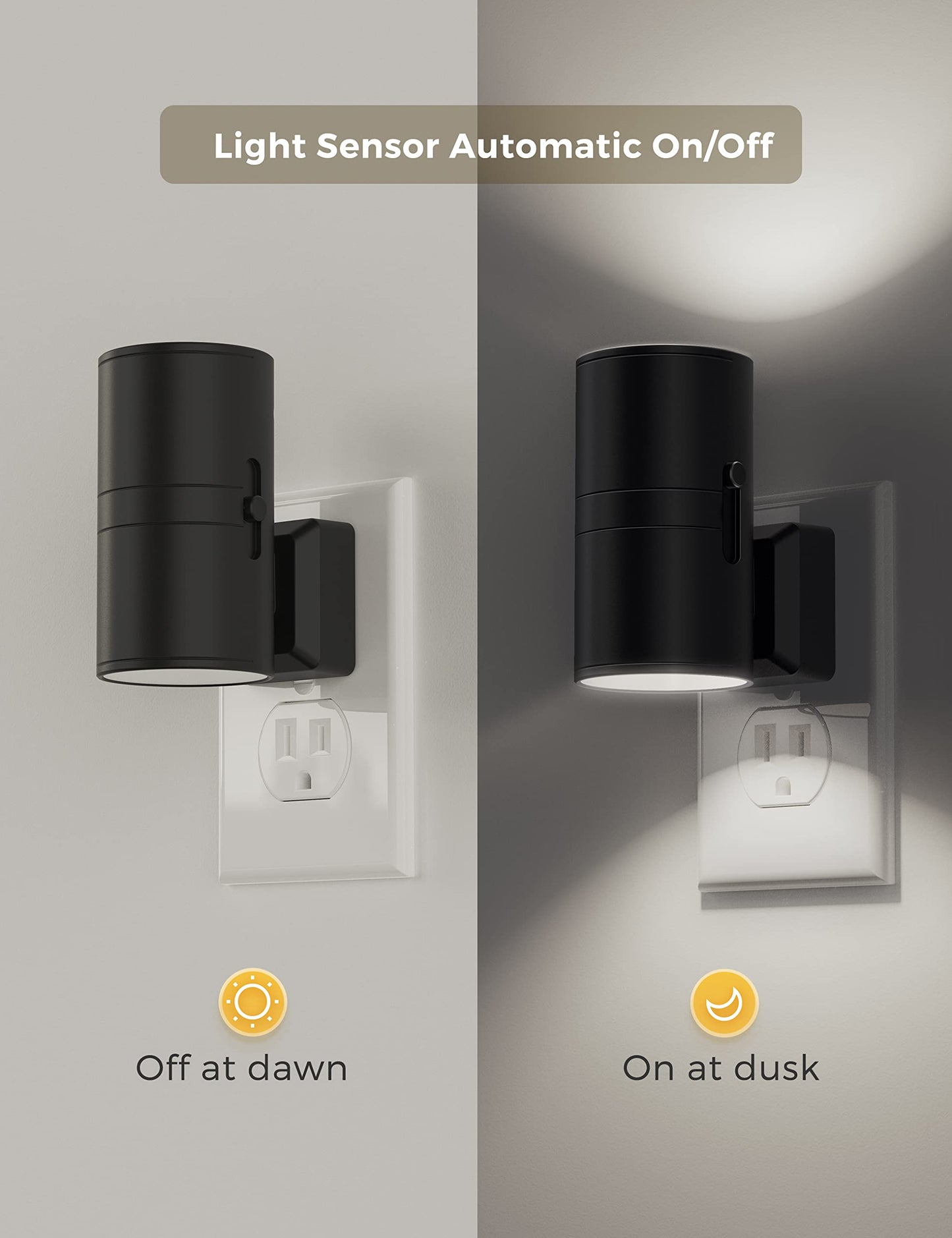 L LOHAS LED Bright Night Light, Night Lights Plug into Wall, 5000K Daylight White, Dimmable Nightlight Plug in with Light Sensor, Decorative LED Nightlights for Hallway Bathroom Kitchen, 2 Pack