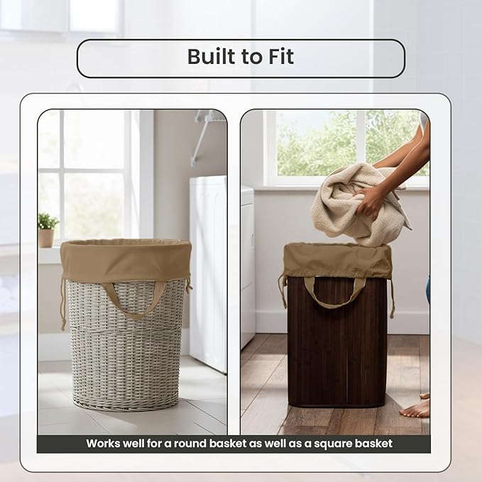 LFH Home Large Premium Cotton Canvas Laundry Bag with Drawstring and Handles Heavy Duty, Multi-Use, and Washable for Home, Travel, College or Storage 28x36 (Pack of 2)-Beige