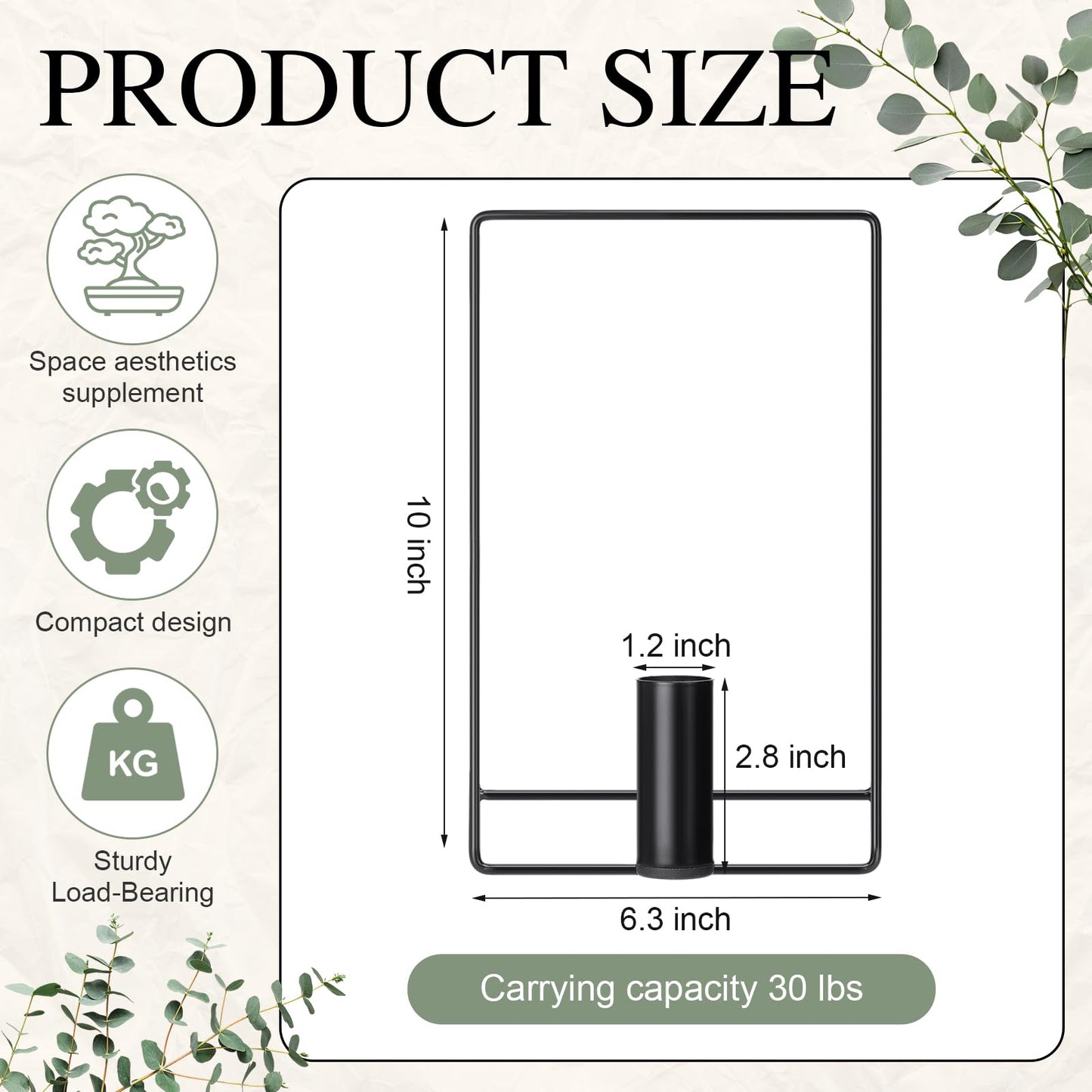 Romooa 2 Pcs Wall Decor Hanging Planters Metal Hanging Vase Black Indoor Plants Holder with 6 Pcs Traceless Hook, Wall Decor for Indoor, Outdoor, Home, Office, and Garden