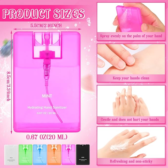 24 Pcs Hand Sanitizer Spray Bulk Travel Size Hand Sanitizer Mist Hydrating Mini Pocket Sprayer Mist Refillable Appreciation Gifts for Women Teacher Coworker New Year Gifts