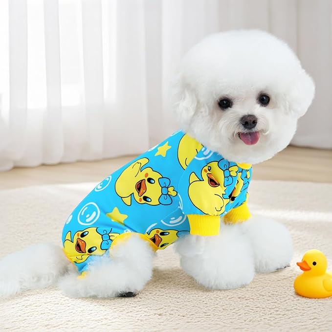 XPUDAC 4 Pieces Dog Pajamas Stretchy Dog Pjs Soft Cute Doggie Clothes for Small Medium Dogs Boy Girl Cats Pet Outfits, XX-Large
