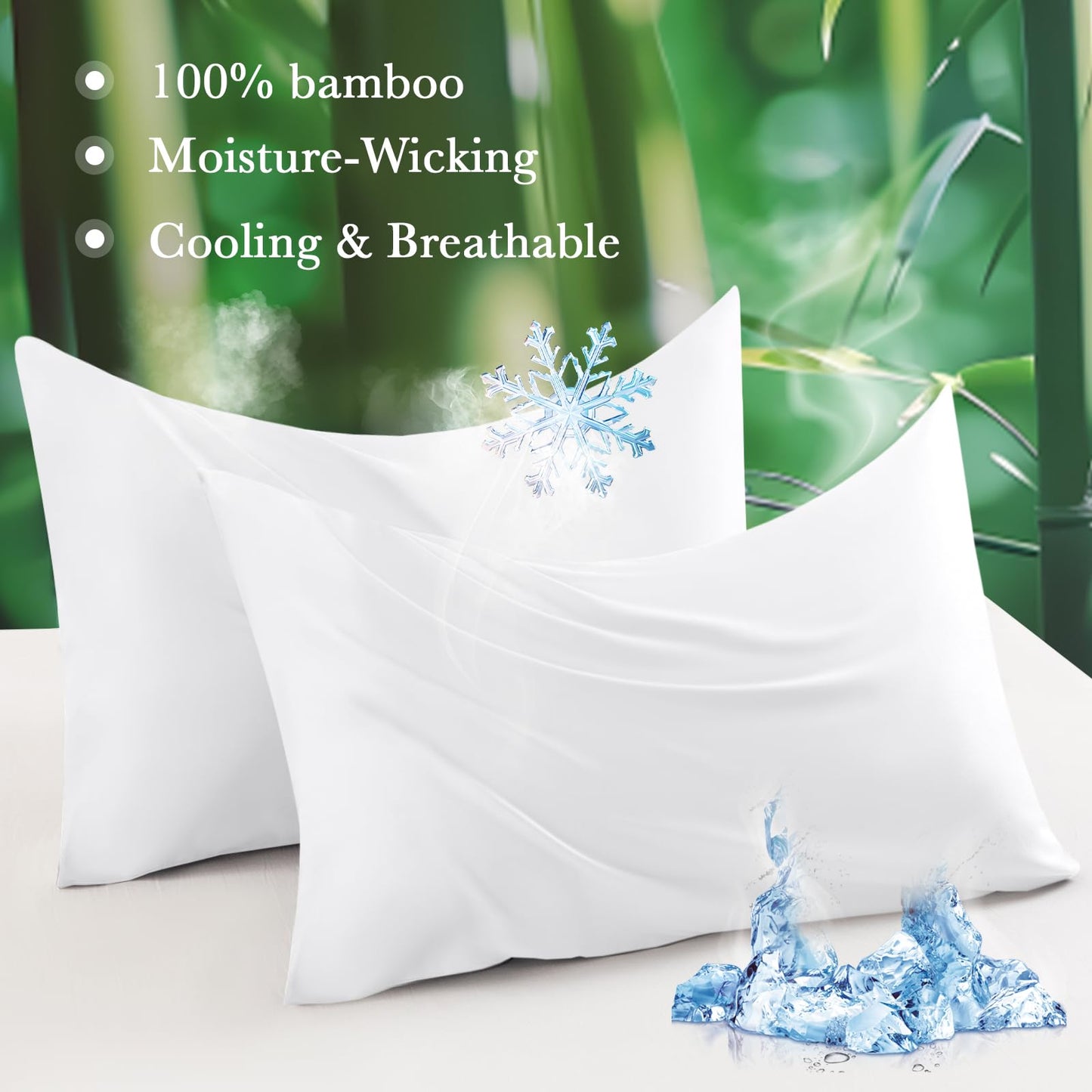 Curved Pillow Case King Size, Side Sleeper Pillow Cases Cover Cooling Rayon Derived from Bamboo with Zipper for hot Sleepers Hair and Skin, Breathable Silky Soft Pillowcase 1 Pack 20 * 36 Inches