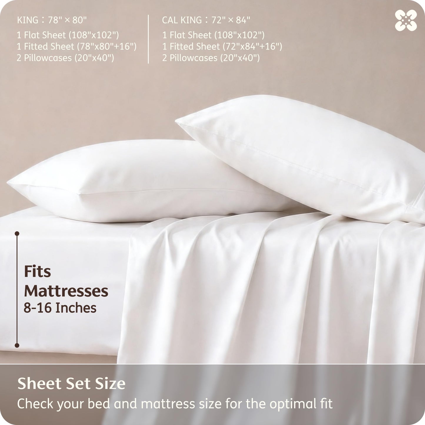 Bedsure King Size Sheet Set, Cooling Sheets, Rayon Derived from Bamboo, Deep Pocket Up to 16", PureWoven, Breathable & Soft, Bed Sheets, Hotel Luxury Silky Bedding for Hot Sleepers, White