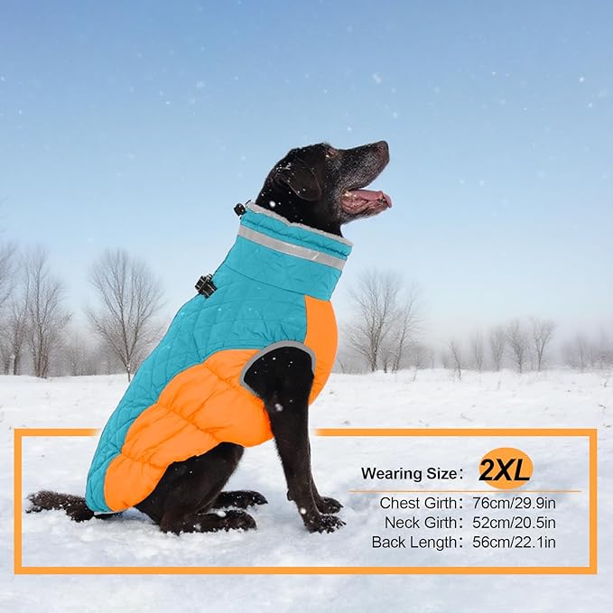 OUOBOB Warm Dog Jackets for Small Dogs, Waterproof Dog Coat with Harness Built in, Zipper Clousure, Fleece Lining for Cold Weather, Small Pet Winter Clothes for Shih Tzu, Yorkshire, Bichon - S