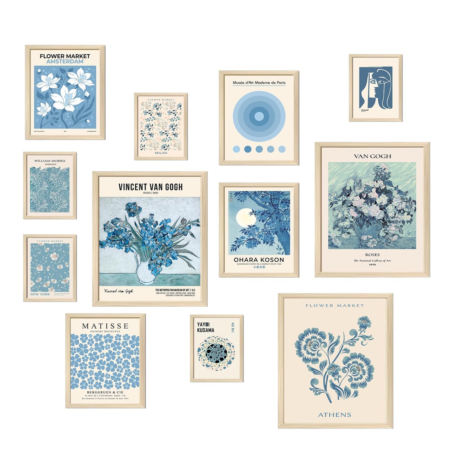 Aroutde Light Blue Wall Art Matisse Modern Wall Decor Coquette Aesthetic Blue Pictures Canvas Gallery Prints For Living Room Bedroon Dorm Set of 12 (Unframed)