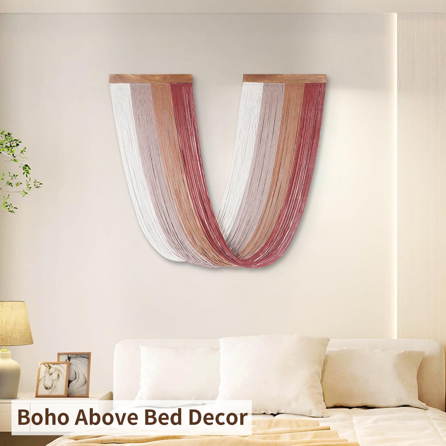 lokeisna Large Macrame Wall Hanging, Macrame Room Decor Wall Art, Boho Wall Decor Tapestry for Bedroom above Bed Wall Decor Living Room, Macrame Wall Decoration Fashional Gift, 33"x15" Large Red