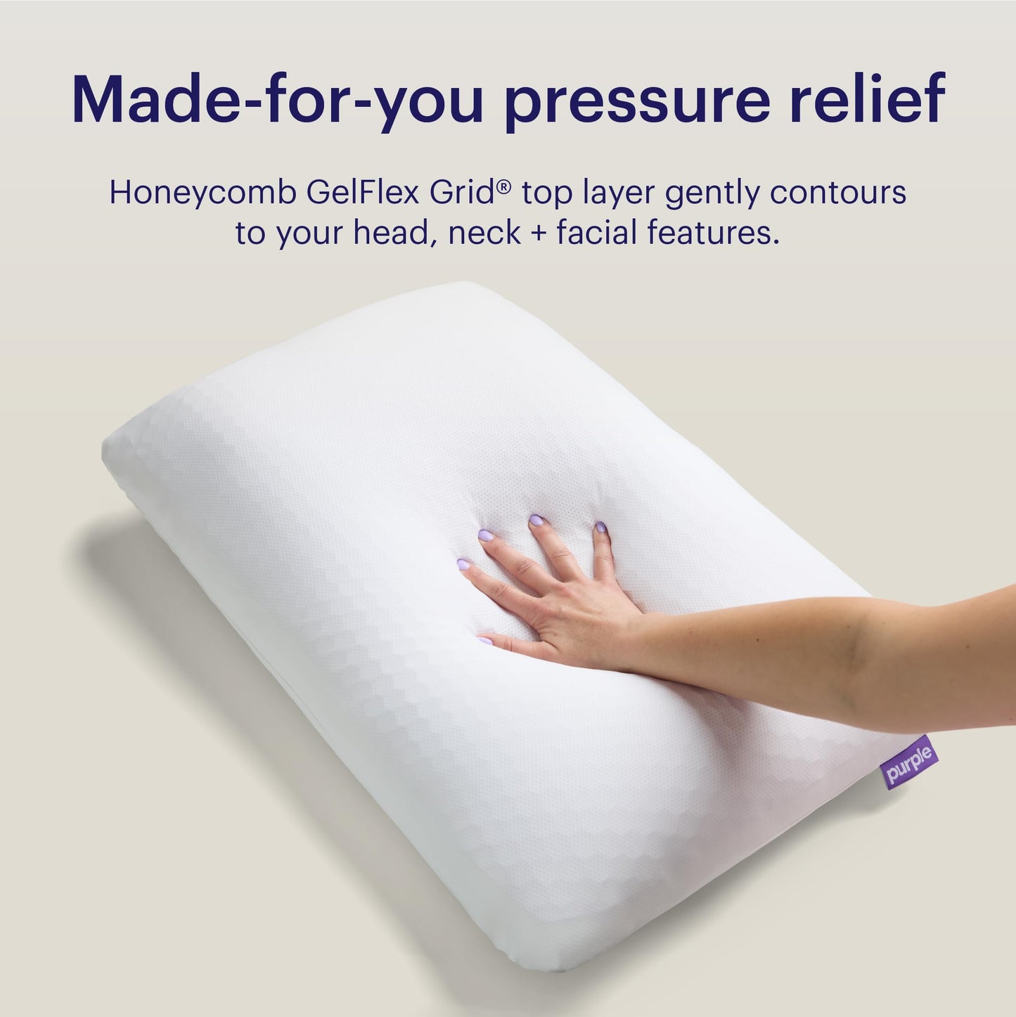 Purple GridCloud Pillow – Down-Alternative Pillow, GelFlex® Grid for Soft Support & Pressure Relief for Side Sleepers– Always-Fluffy Silicone-Coated Fill– Breathable Moisture-Wicking Cover - Standard