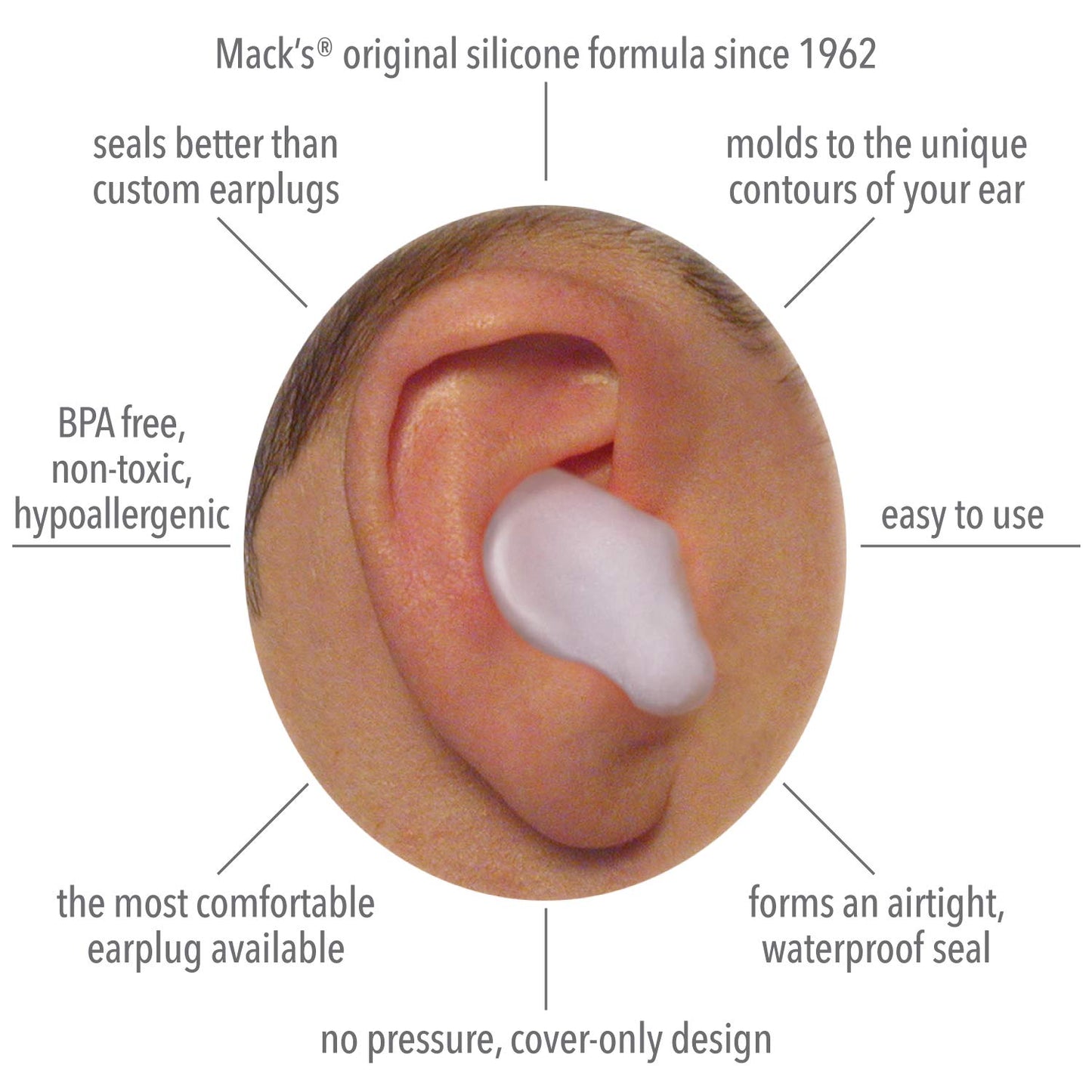Mack's Pillow Soft Silicone Earplugs, 18 Pair - The Original Moldable Silicone Putty Ear Plugs for Sleeping, Snoring, Swimming, Travel, Concerts and Studying | Made in USA