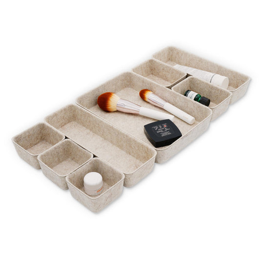 Welaxy 8pc Nordic Minimalist Desk Organizer Tray Beige Oatmeal Storage