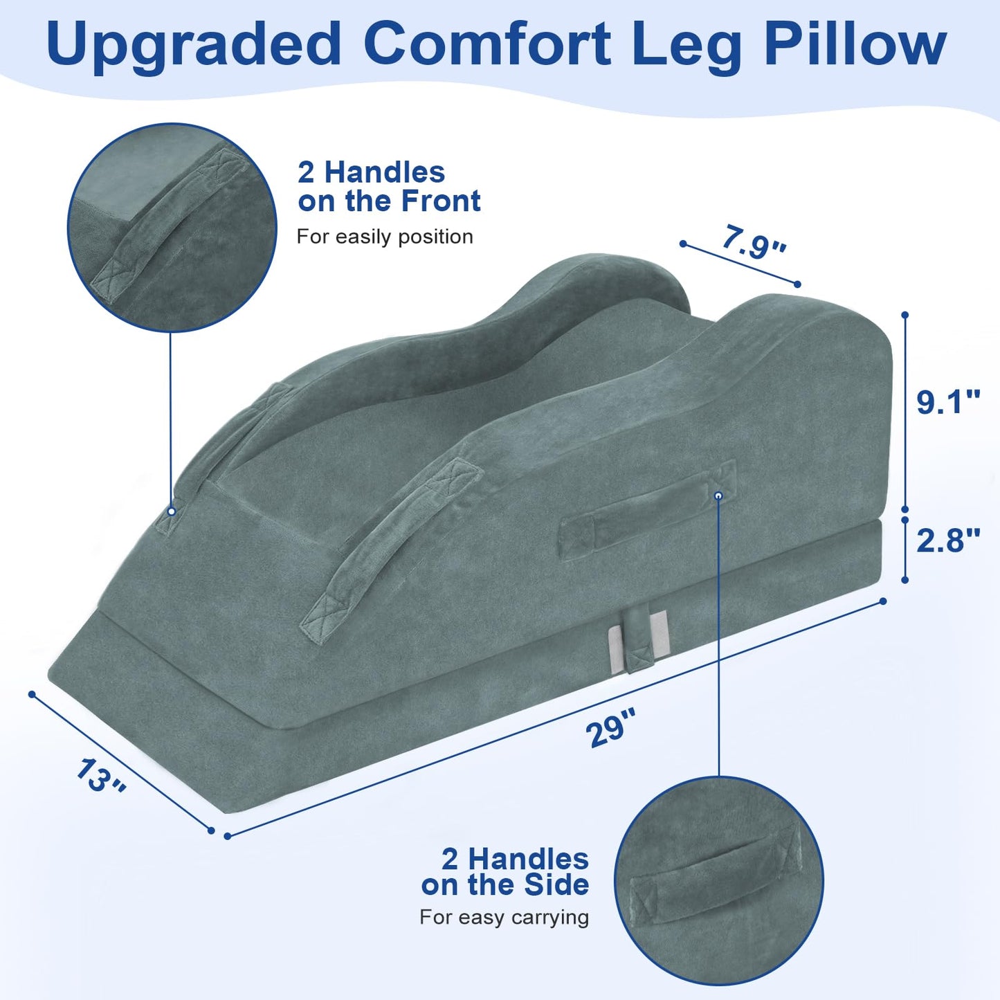 KingPavonini Adjustable Leg Elevation Pillows for After Surgery, Ergonomic Curve Keeps Knee Straight, Memory Foam Leg Pillow Elevation for Blood Circulation, Swelling and Pain Relief (Single Leg)