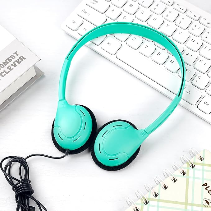30 Pack Class Set Headphones for Students School Classroom Headphones Bulk Over The Ear Adjustable with 3.5 mm Jack for Library, Online Lesson and Testing Office,Gifts (10 Mixed Colors)