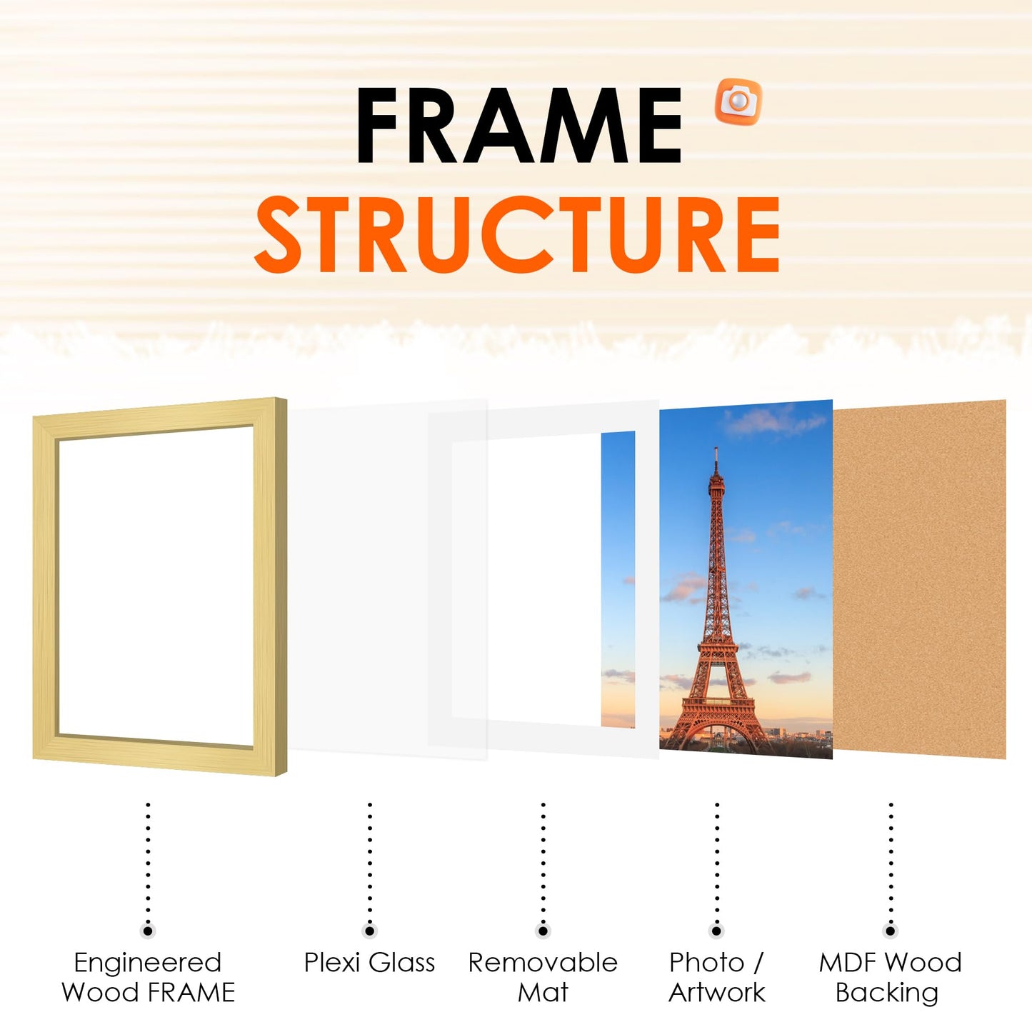 FIXSMITH 12x16 Picture Frame Gold Set of 4, Photo Frame with HD Plexiglass, Display Pictures 8.5x11 with Mat or 11x17 Without Mat, Gold Picture Frames Collage Wall Decor, Gallary Wall Frame