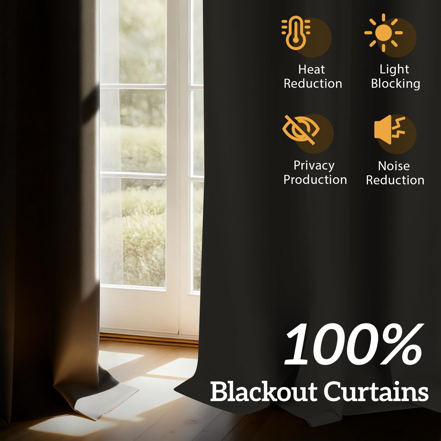 SABALANICA 2 Panels 100% Blackout Curtains, Lightweight Thermal Insulated Grommet Drapes for Bedroom Living Room, Light Blocking Window Treatment, Pack of 2, 54x95 Inches, Charcoal Grey