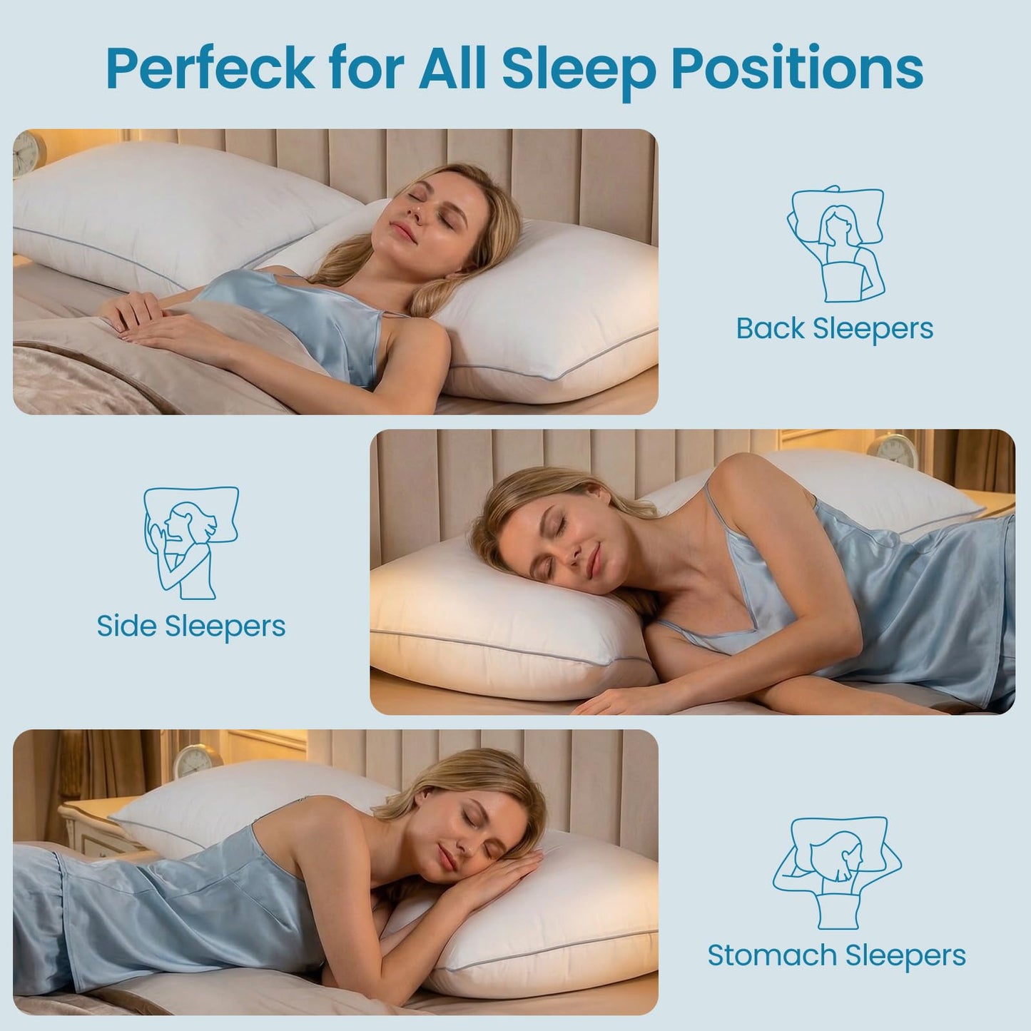 FP FLEXPEDIC Pillows Queen Size Set of 2 - Firm Adjustable Bed Pillows for Bed, Fluffy and Supportive, Hotel Quality, Adjustable Original Down Alternative Filling for Side, Back Sleepers