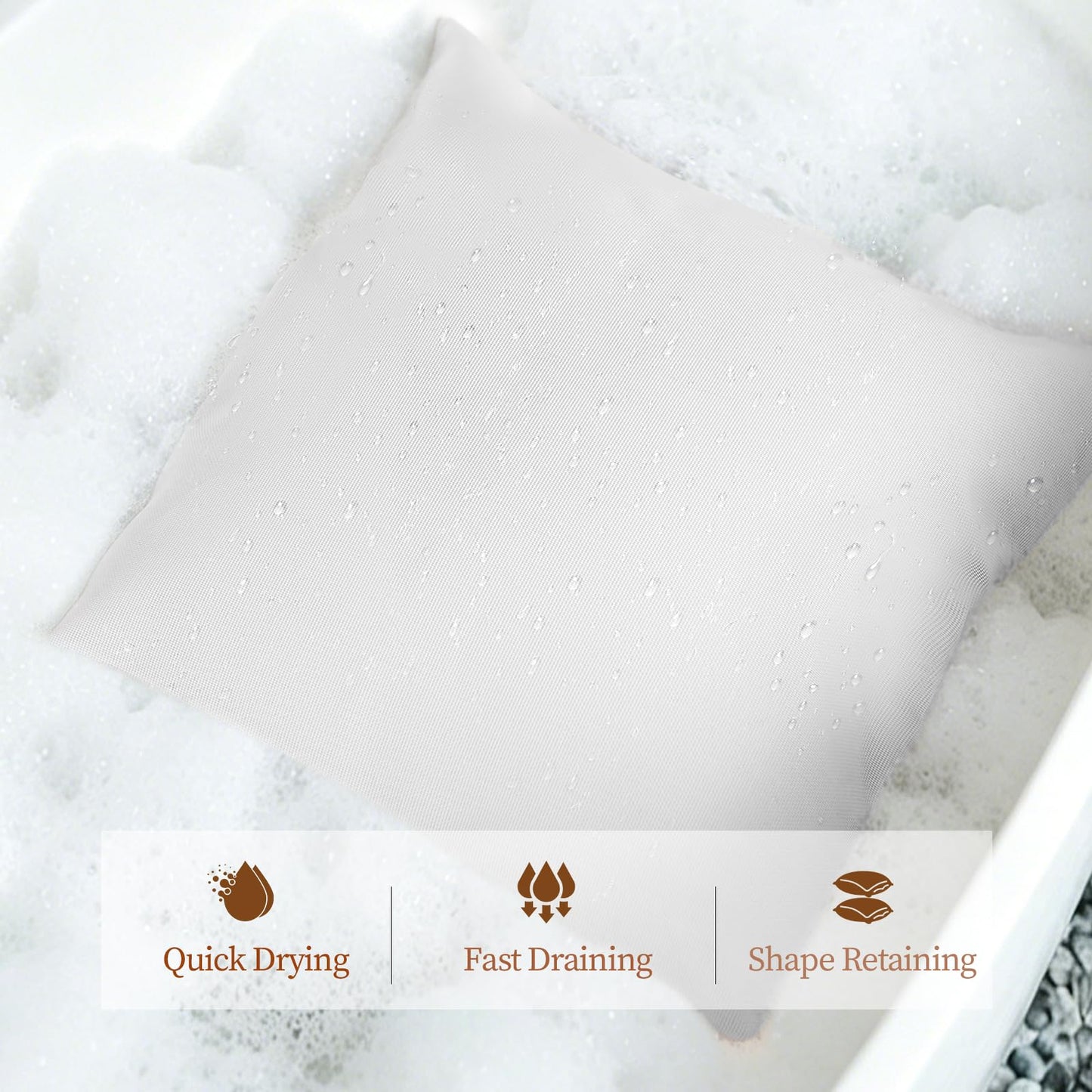 Luxury Bathtub Pillow,Head,Neck & Back Support,Quick-Drying 5D Mesh Core,Gift for Bath Lovers,Adjustable Thickness Fits Any Bathtubs,Easy to Maintain,Light Grey