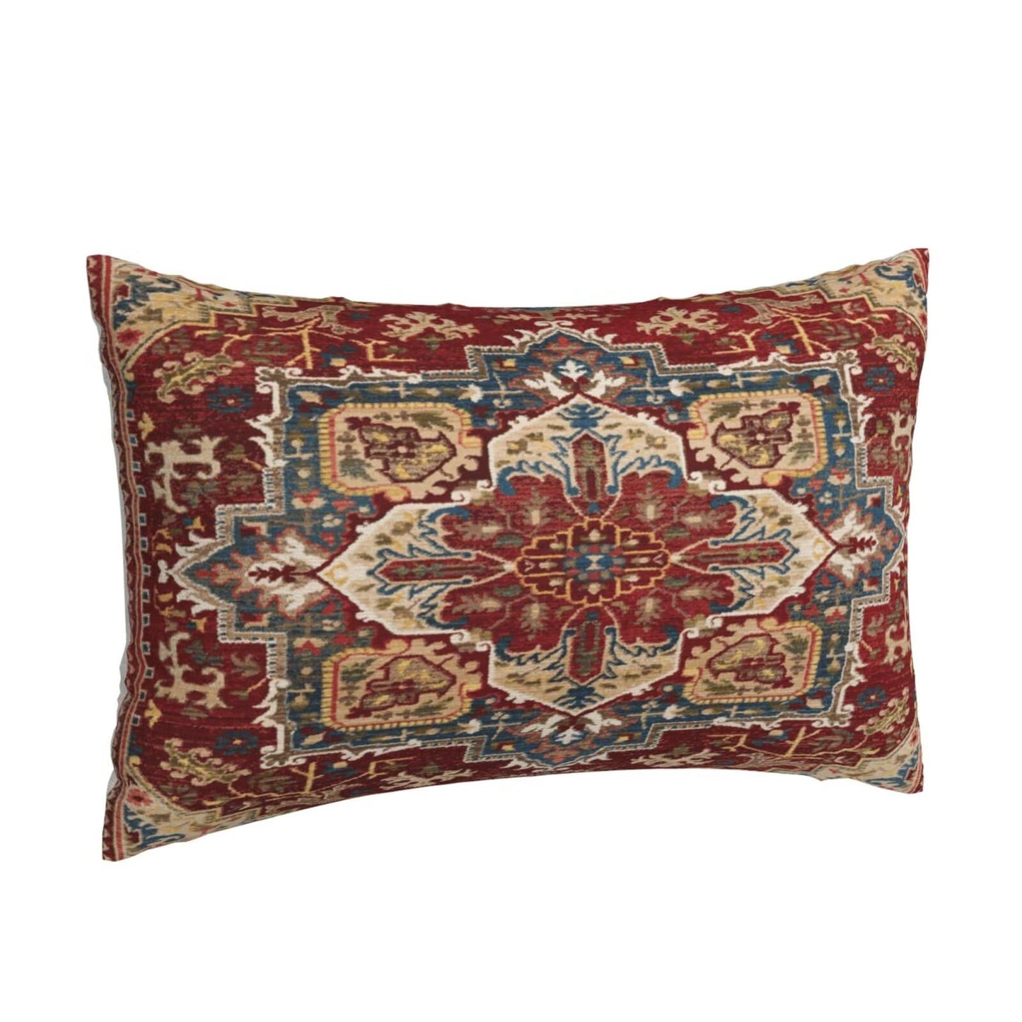 Boho Pillow Covers 12 x 20 Inch Pack of 2, Burgundy Red Bohemian Rug Carpet Pattern Decorative Throw Pillow Cases Outdoor Linen Farmhouse Cushion Cover for Bedroom Home Sofa Decor