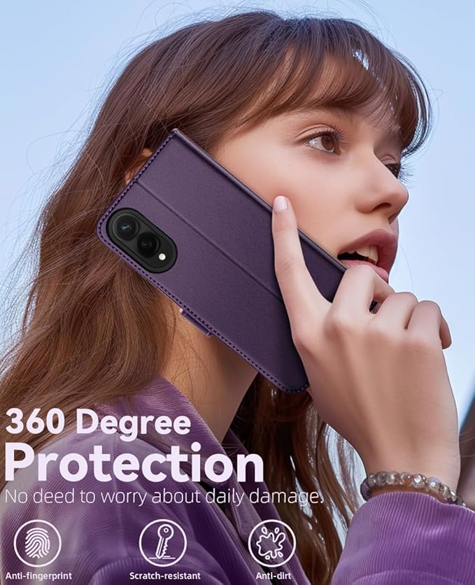 OCASE Compatible with Galaxy S25 Edge Wallet Case, PU Leather Flip Folio Case with Card Holders RFID Blocking Kickstand [Shockproof TPU Inner Shell] Protective Phone Cover 2025, Dark Purlple