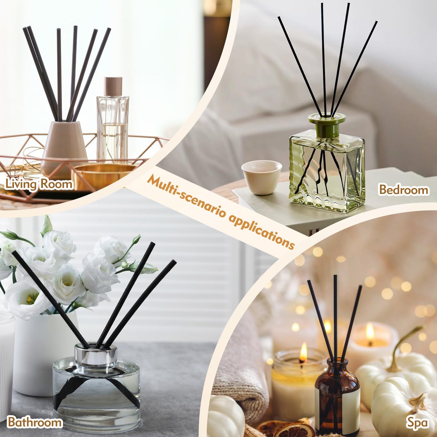TLIFOS 120 Pcs Reed Diffuser Sticks, 7.87 Inch Black Fibre Diffuser Sticks, Thick Reeds for Diffuser, Essential Oil Diffuser Sticks Refill for Aroma Fragrance Home Office Spa