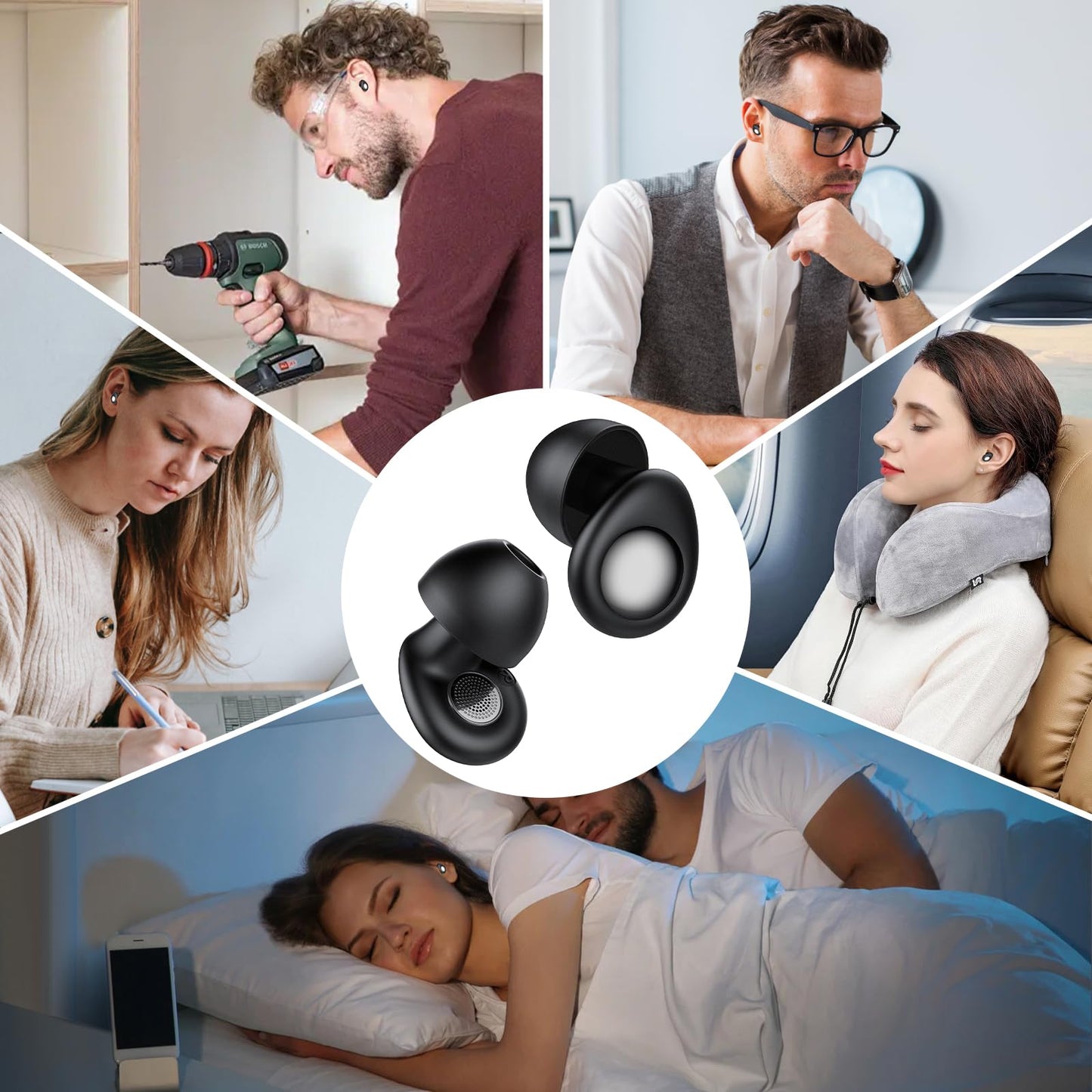 Ear Plugs for Sleeping,Noise Cancelling Silicone Earplugs for Noise Reduction & Concerts, 45 dB, Ear Plugs for Sleep,Soft Earplugs Reusable Concert Ear Plug,Hearing Protection with 8 Earpieces