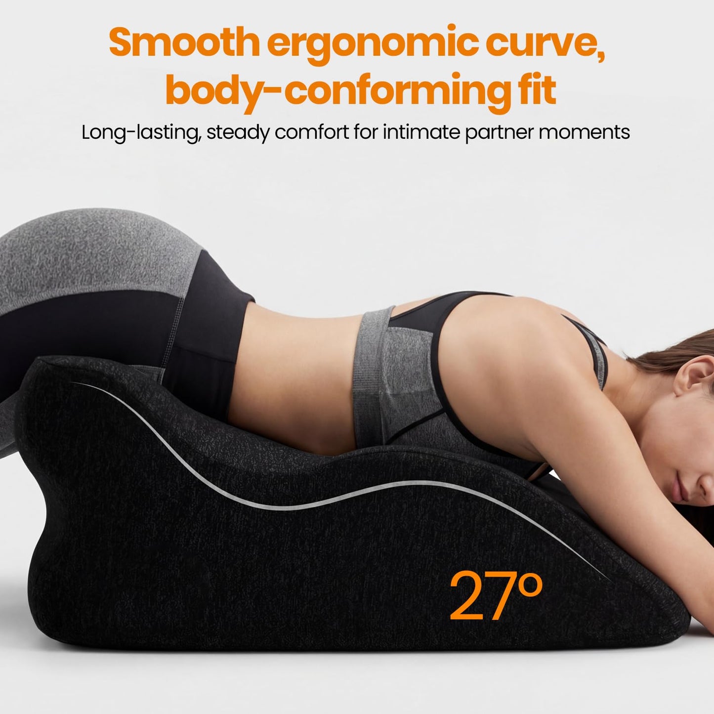Ruanuo Memory Foam Ergonomic Wedge Pillow for Sleeping, Acid Reflux & Snoring Relief, 27°Angle Perfect Position Wedge Pillow with Washable Cover, Comfort Support for Waist, Neck & Back