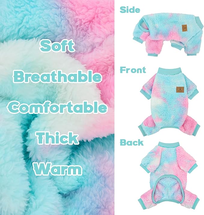 XPUDAC Dog Sweater, Dog Winter Clothes for Small Medium Dogs Girl Boy Fleece Doggy Pajamas for Winter Christmas, Tie-Dye03, Large