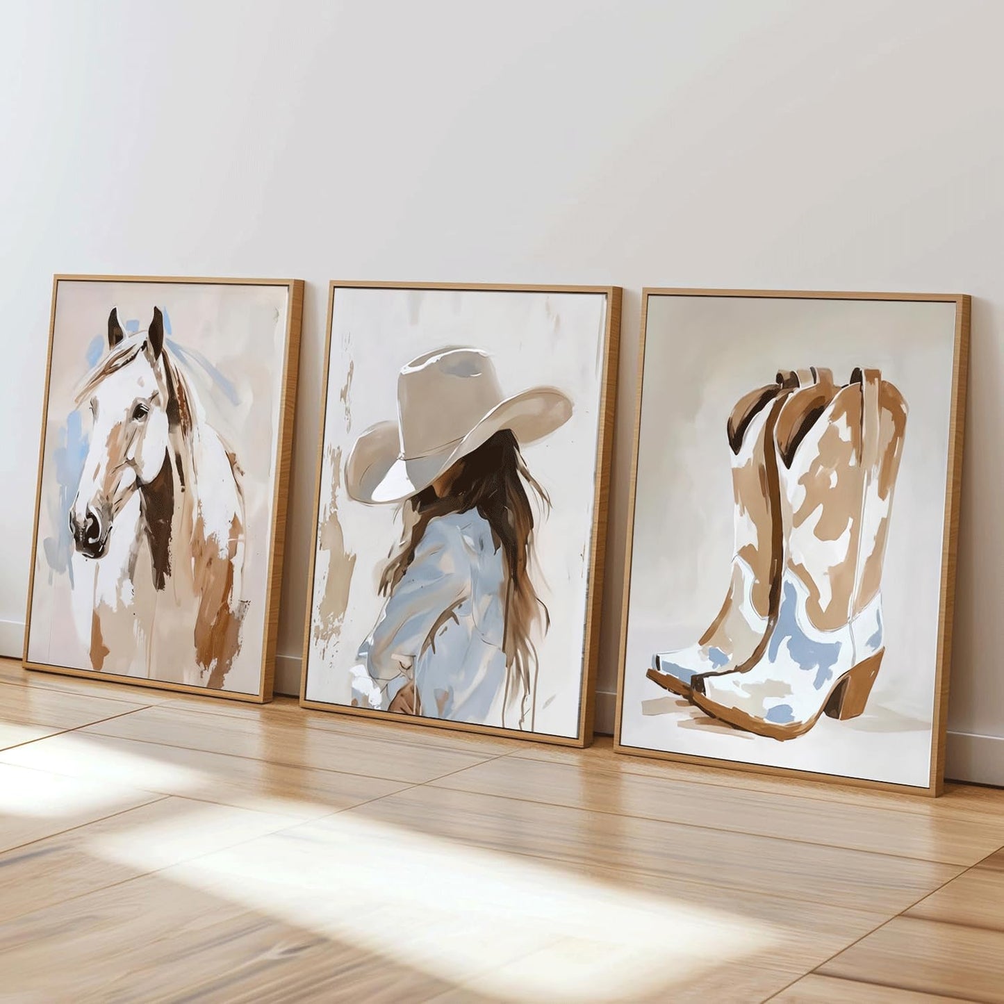 3Pcs Cowgirl Wall Art horse pictures wall decor cowboy boot Wall Decor Pictures western girls bedroom Canvas Posters Printsfor Room Bedroom Dorm Home Decoration 12x16in Unframed